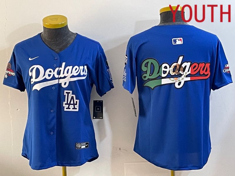 Youth Los Angeles Dodgers Blank Blue Game 2024 Nike MLB Jersey style 12056->youth mlb jersey->Youth Jersey